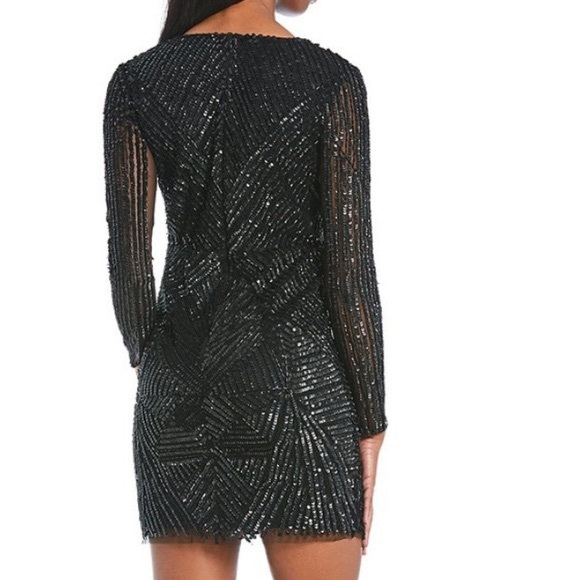 Sequin Beaded V-Neck Mini Dress (Final Price) - Picture 2 of 4